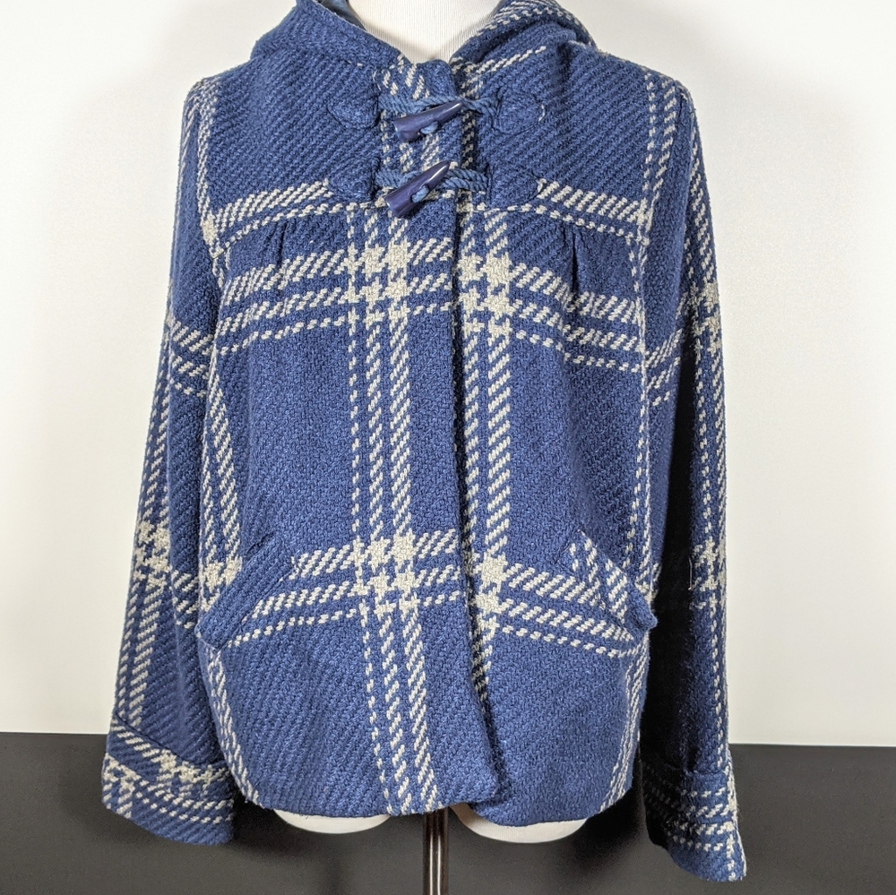 Maurice's Blue Poncho Style Hooded Coat